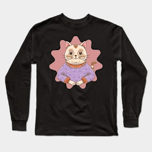 Cute Cat Grandma Long Sleeve T-Shirt